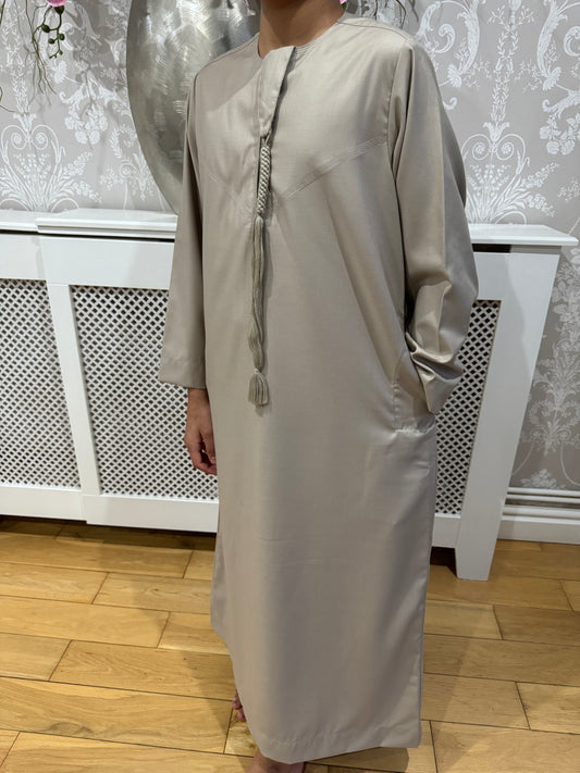 Hazelnut Matte Omani Thobe for Kids