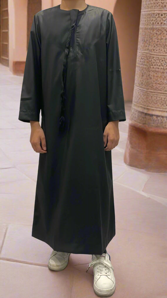 Black Matte Omani Thobe for Kids