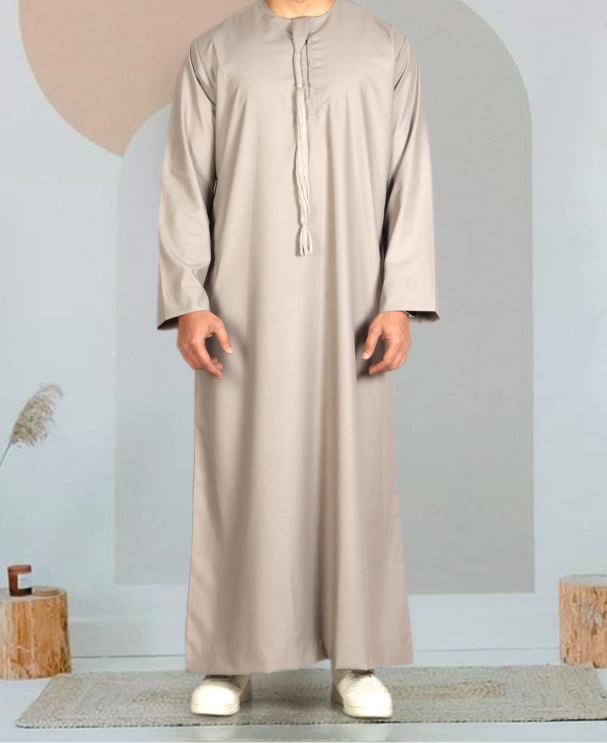 Beige Emirati Thobe Kids - Main Image