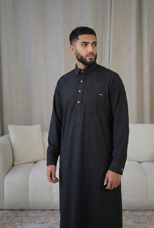 Hannawi Thobe with Gold Buttons by QAMAR