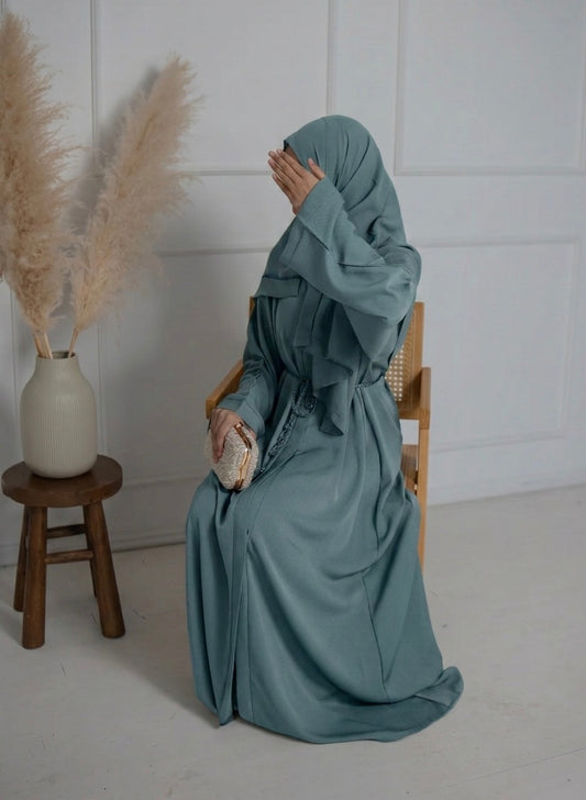 Plain Abaya QAMAR Basics - Turquoise