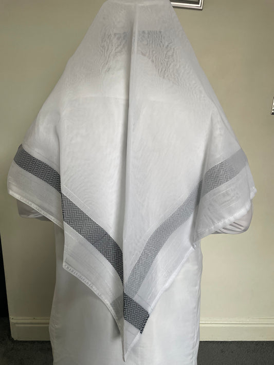 Premium White and Black Shemagh Scarf Men’s