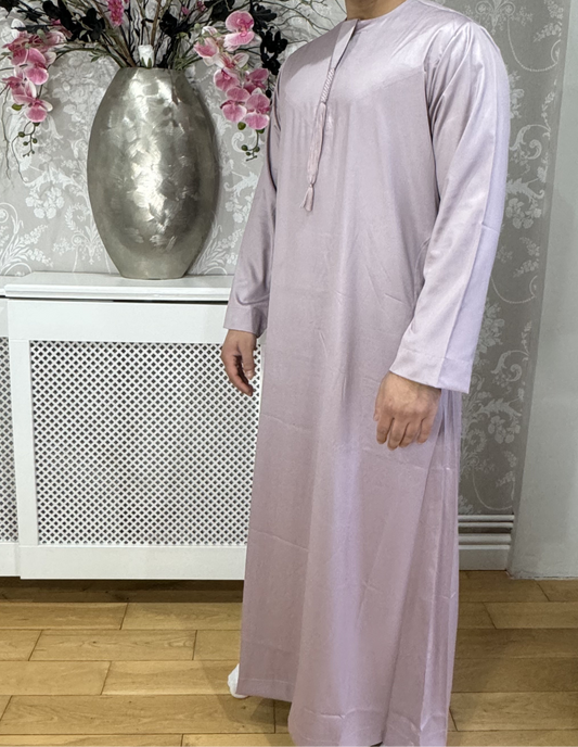 Dusty Pink Silky Omani Thobe for Kids