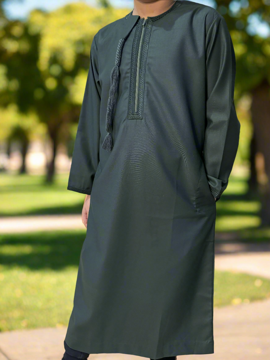 Green with Green Embroidery Thobe