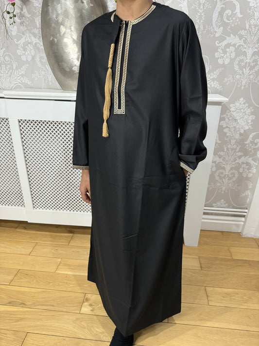 Black with Gold Embroidery