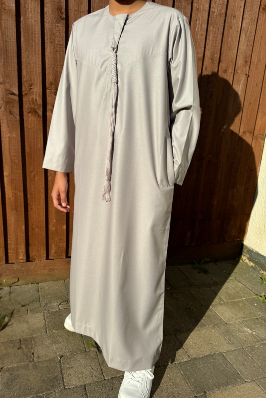 Sonic Silver Matte Omani Thobe for Kids
