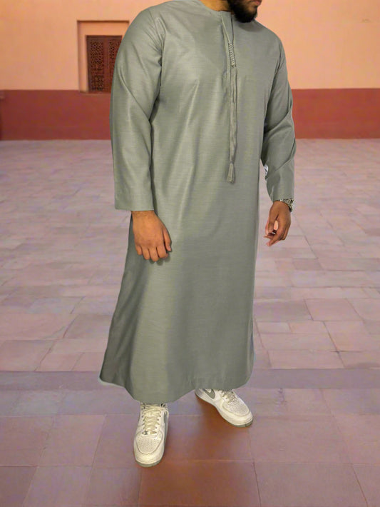 Silver Grey Matte Omani Thobe for Kids