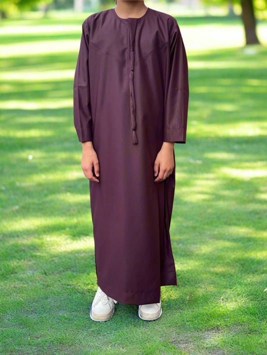 Maroon Matte Omani Thobe for Kids