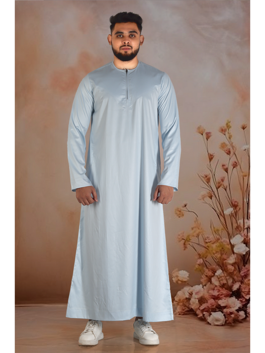 Baby Blue Silky Omani Thobe