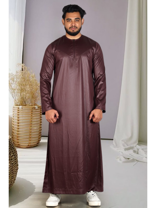 Burgundy Silky Omani Thobe