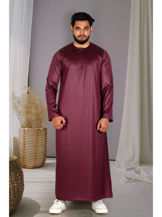 Maroon Silky Omani Thobe