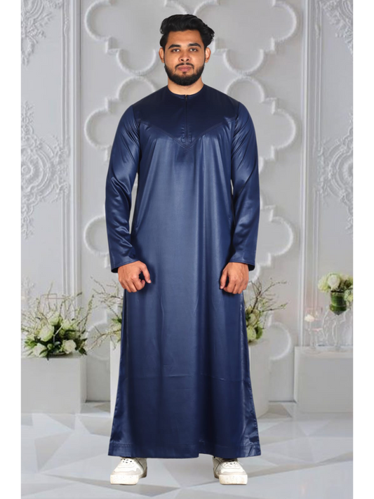 Navy Blue Silky Omani Thobe