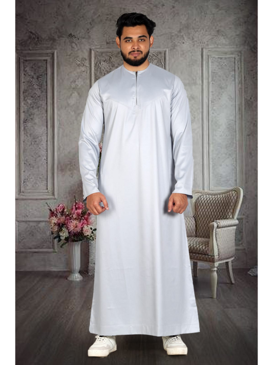 Silver Grey Silky Omani Thobe