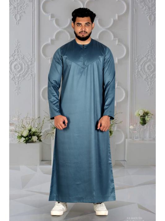 Teal Green Silky Omani Thobe