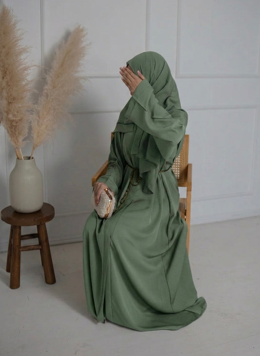 Plain Abaya QAMAR Basics - Pistachio