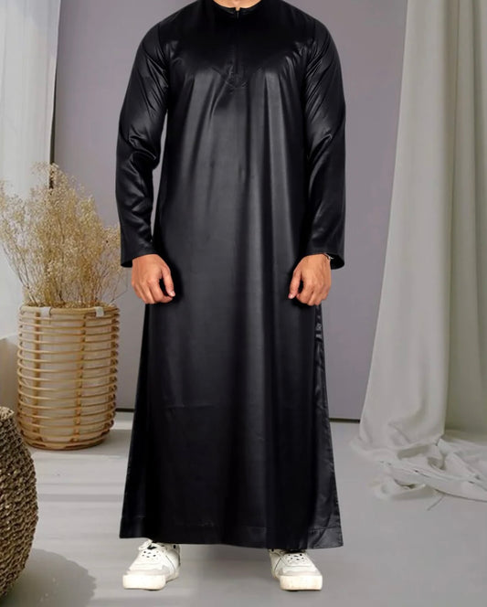 Black Silky Omani Thobe for Kids