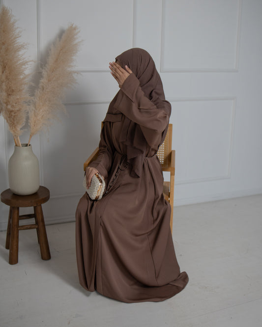 Plain Abaya QAMAR Basics - Brown