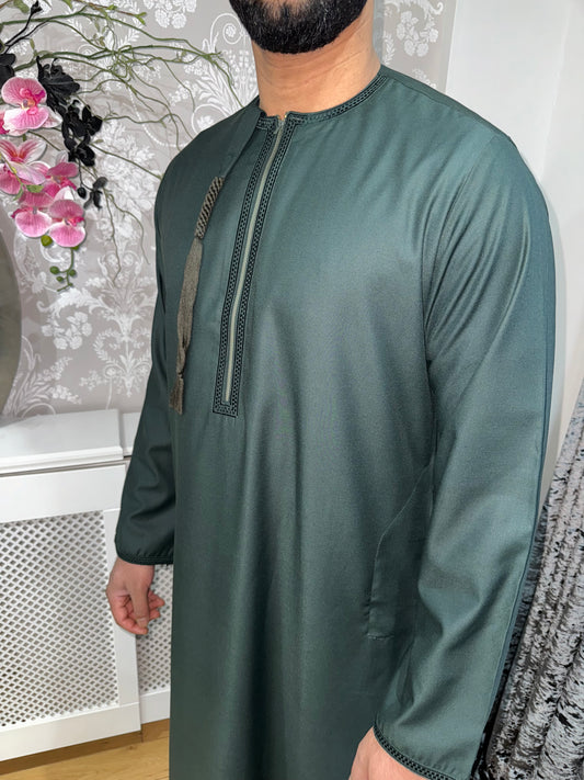 Green With Green Embroidery Thobe