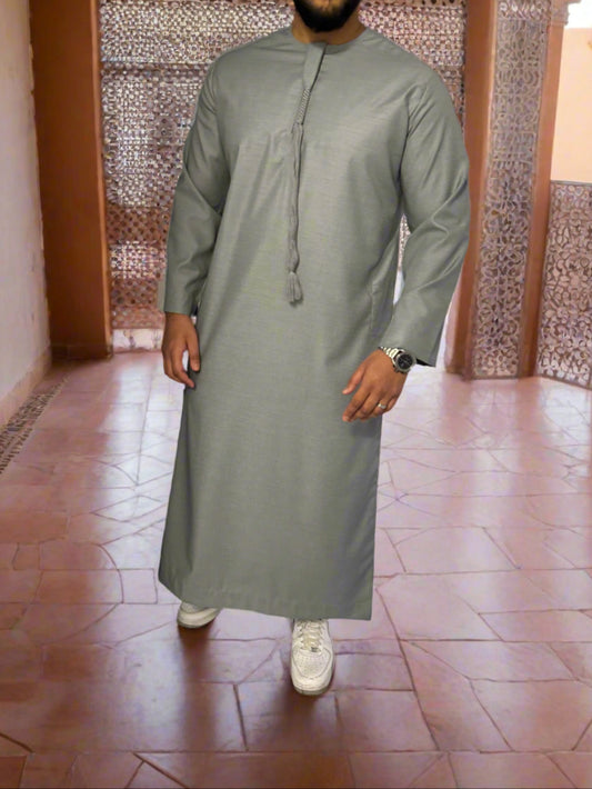 Silver Grey Matte Omani Thobe