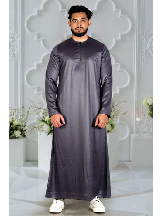 Dark Grey Silky Omani Thobe