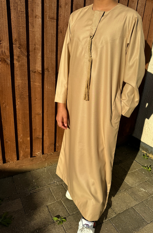 Gold Matte Omani Thobe for Kids