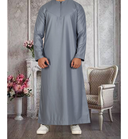 Light Grey Matte Omani Thobe for Kids