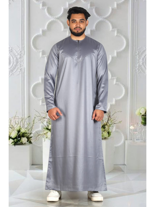 Light Grey Shiny Omani Thobe